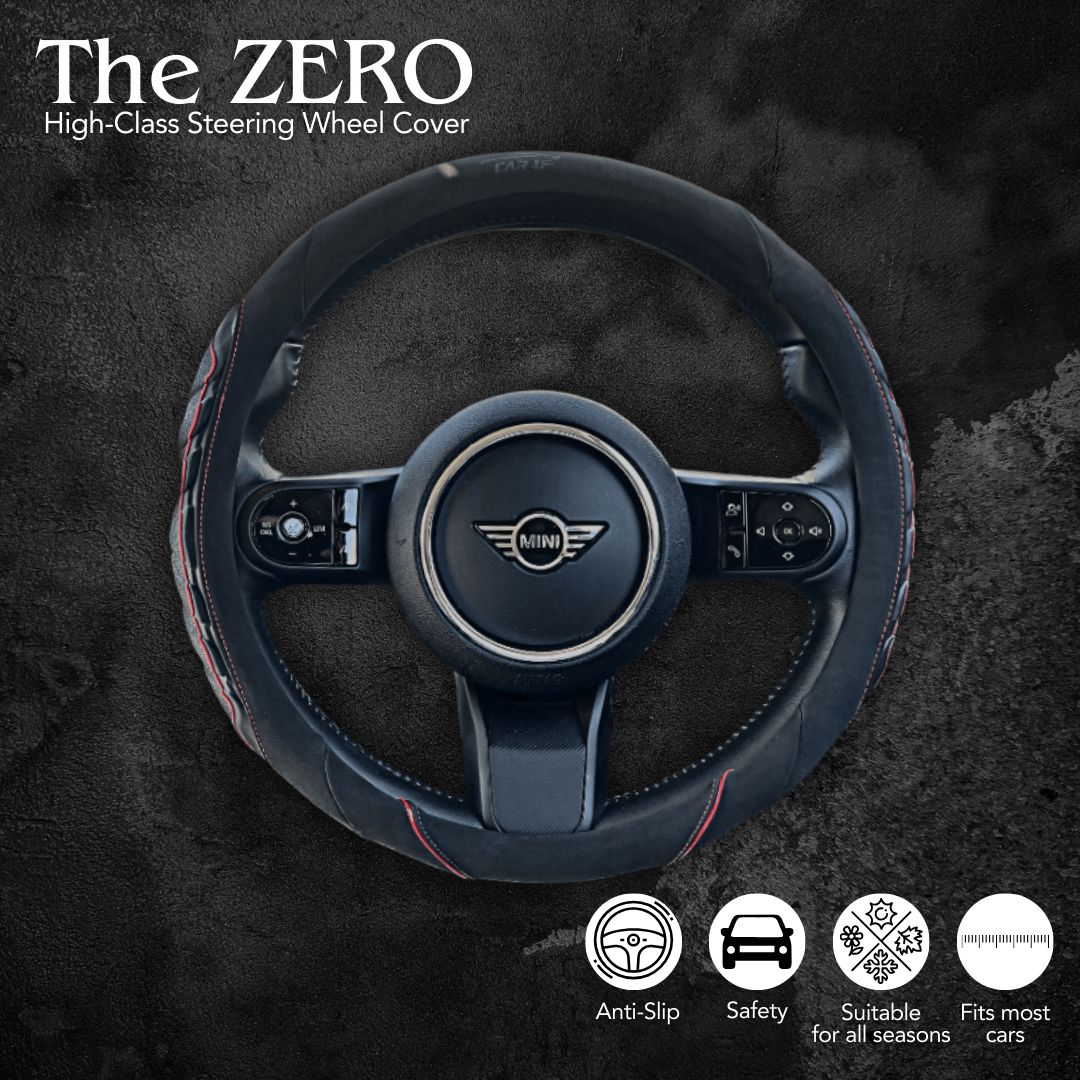 The Zero Premium Leather Car Steering Wheel Cover - Durable, Anti Slip, Skid, Wear Resistant, 37cm