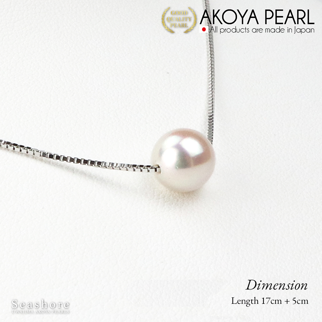 Akoya Seawater Pearl Necklace - Women Luxury Natural Silver Chain Pendant, Wedding Engagement Party