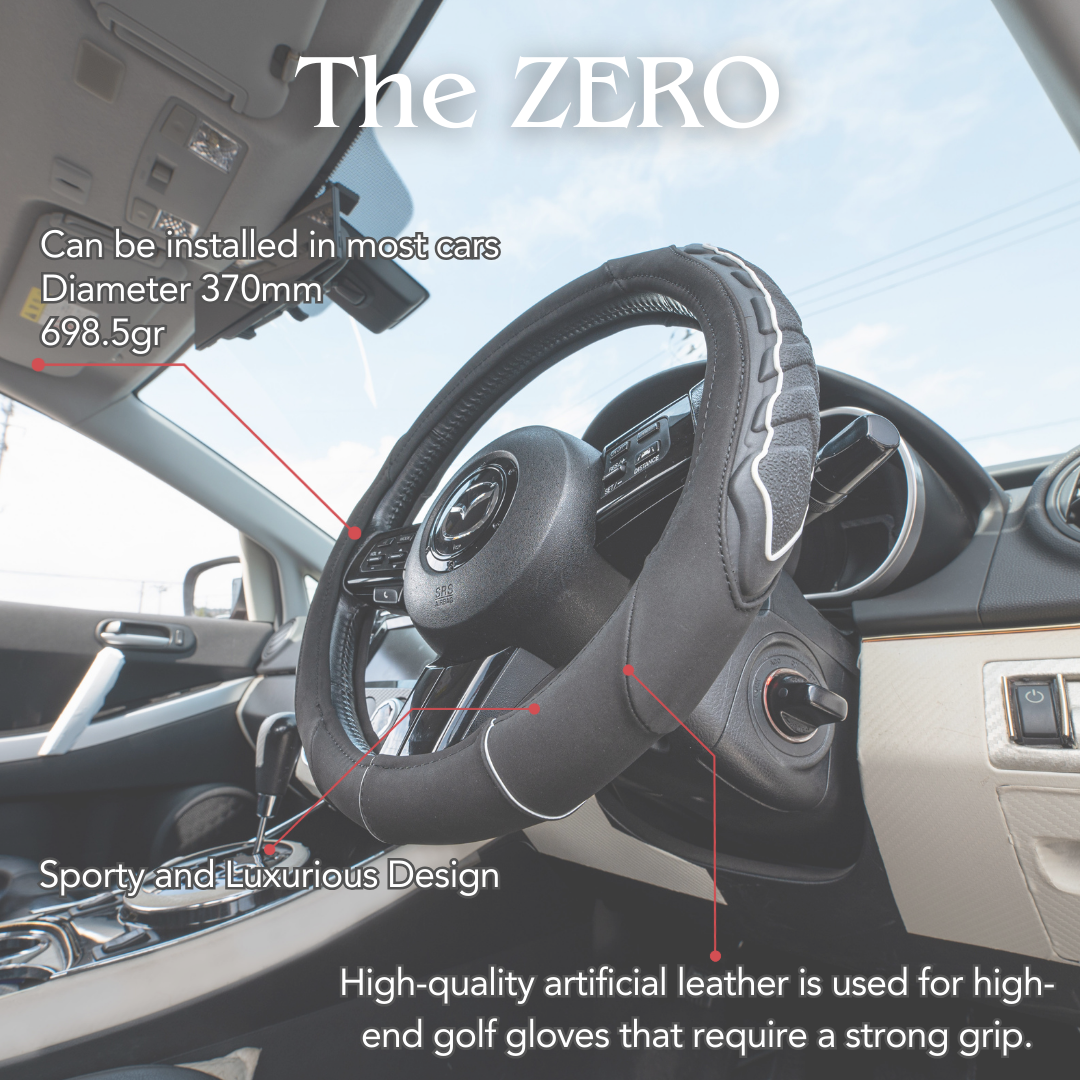 The Zero Premium Leather Car Steering Wheel Cover - Durable, Anti Slip, Skid, Wear Resistant, 37cm