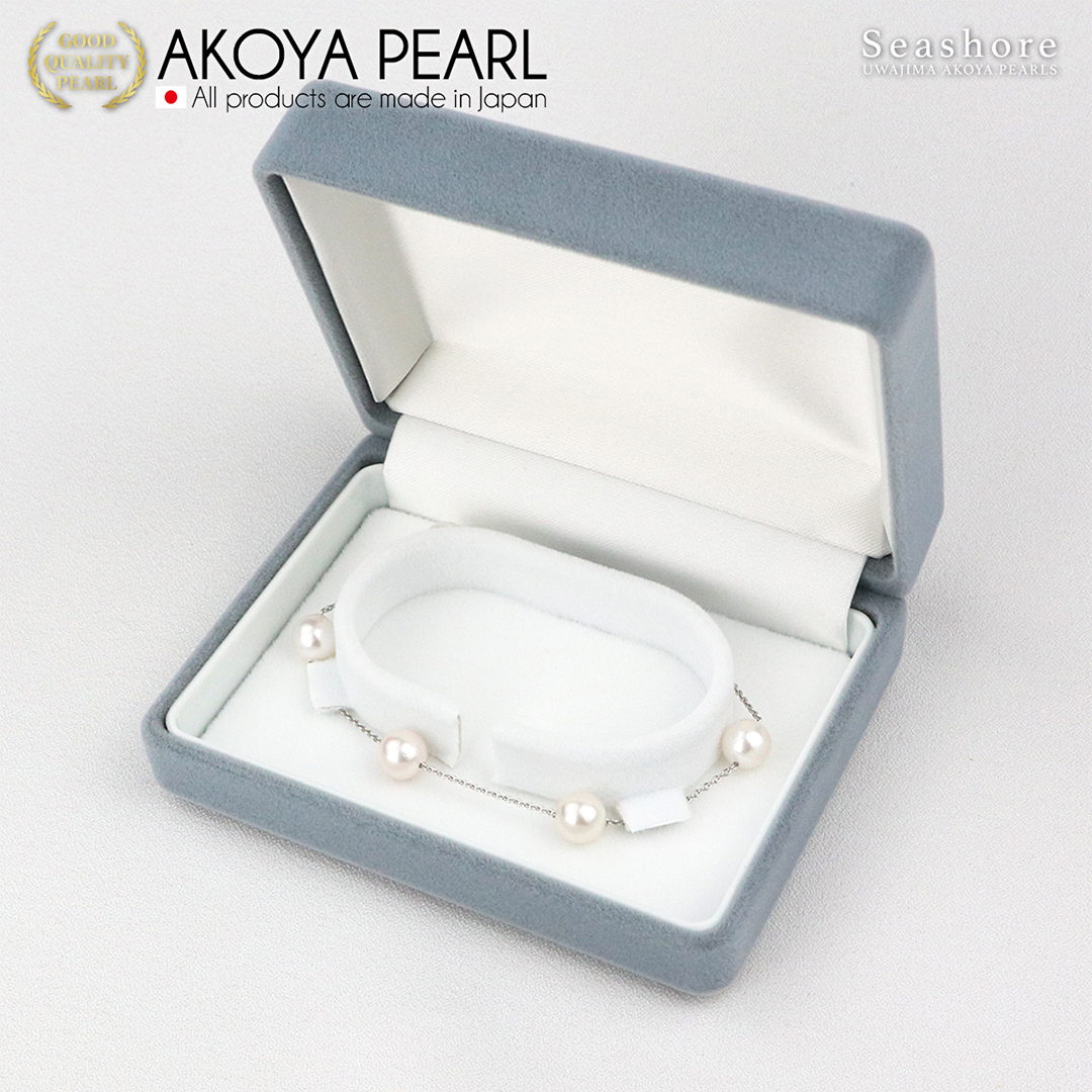 Akoya Seawater 5 Natural Pearls Bracelet - Women Luxury SV925 Silver Chain, Wedding Engagement Party