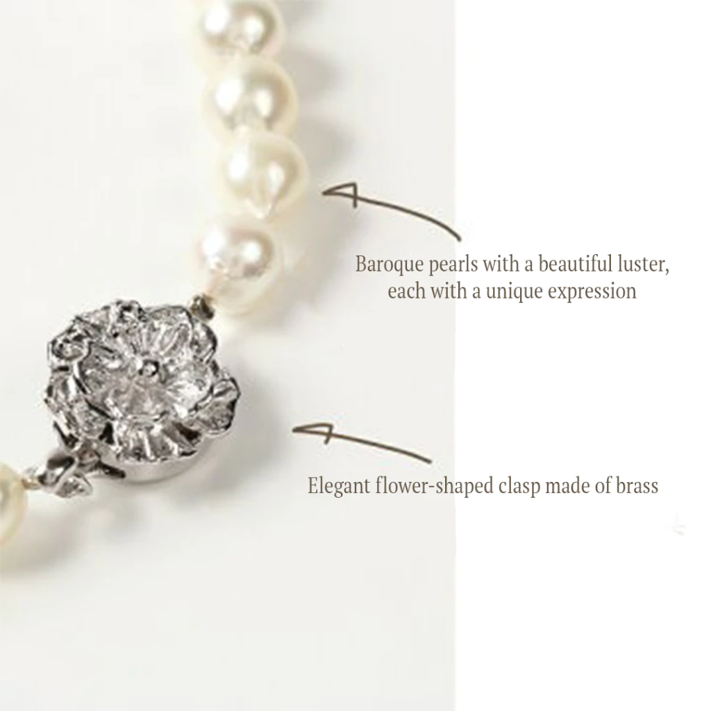 OKKO Akoya Baroque Seawater Japan Pearl Necklace - Women Luxury Natural Pendant, Wedding Engagement
