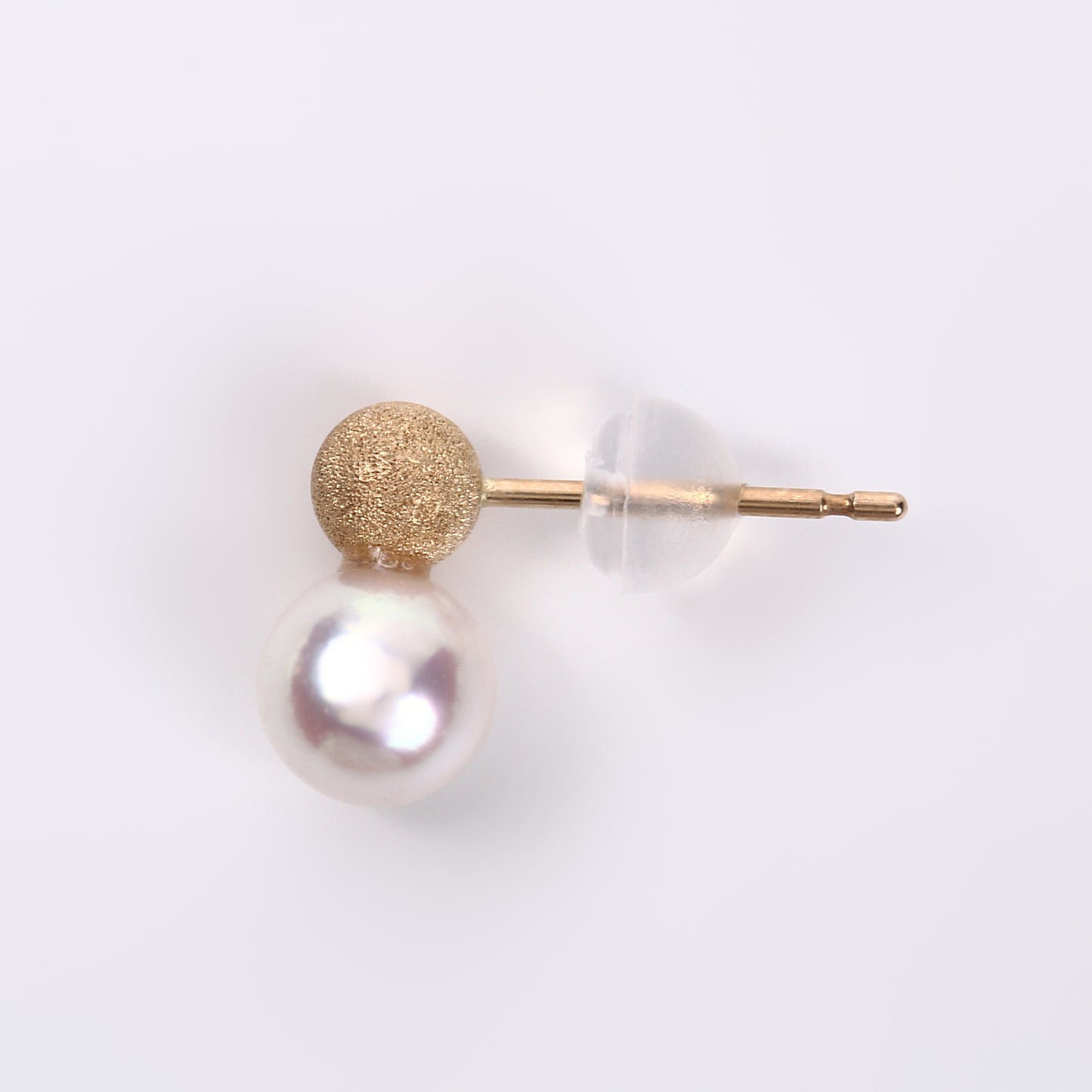 OKKO Akoya Seawater Japan Pearl K18 Gold Snowball Earrings - Women Small Ear Stud Diamond Earring