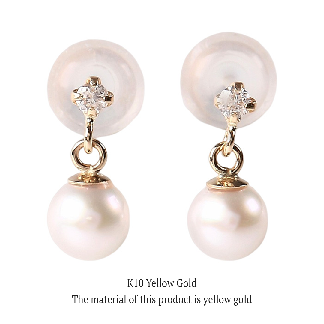 OKKO Akoya Seawater Japan K10 Gold Baby Pearl Earrings - Women Luxury Small Ear Stud Diamond Earring