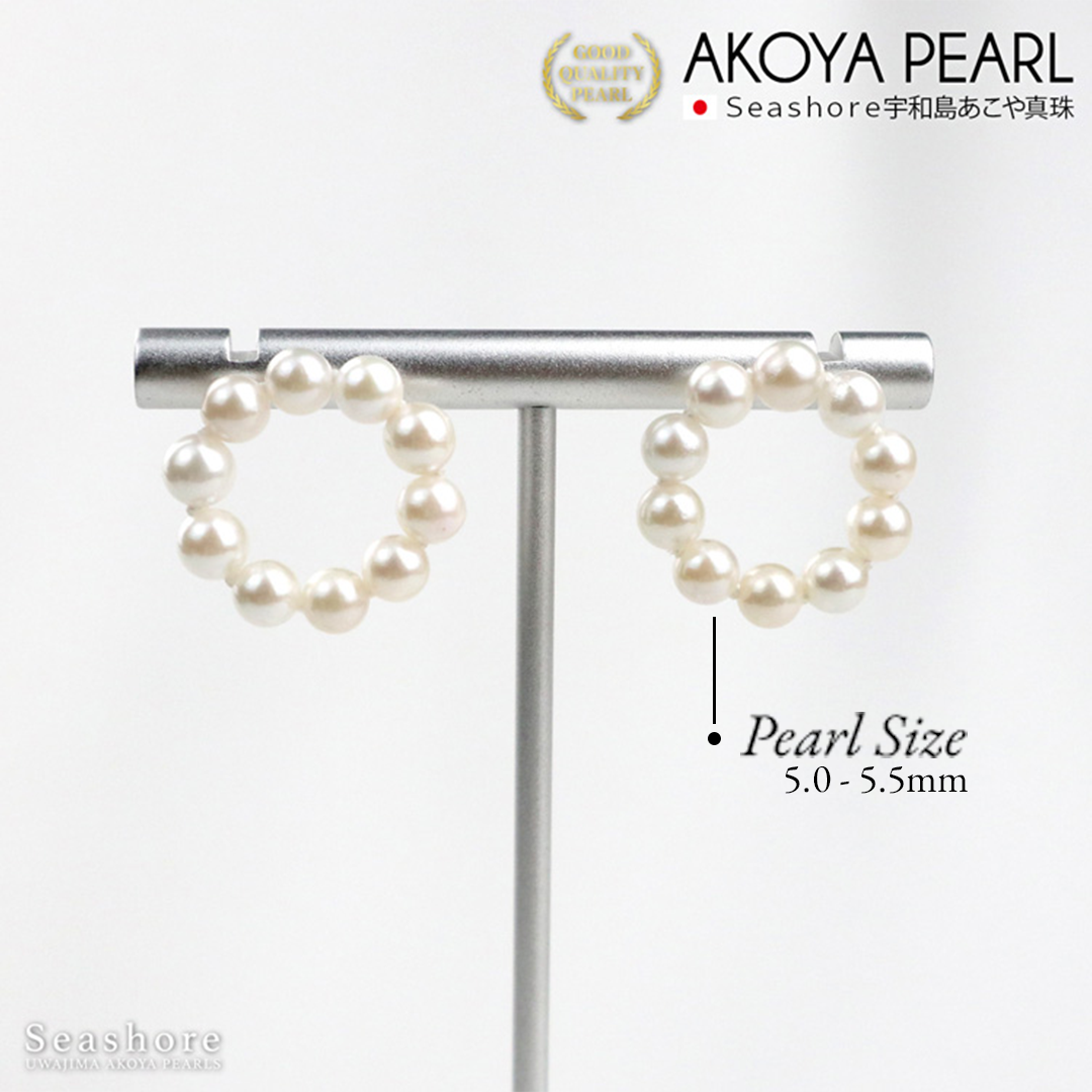 Akoya Seawater Pearl Earrings - Women Natural 10 White Titanium Small Ear Stud Earring, Wedding