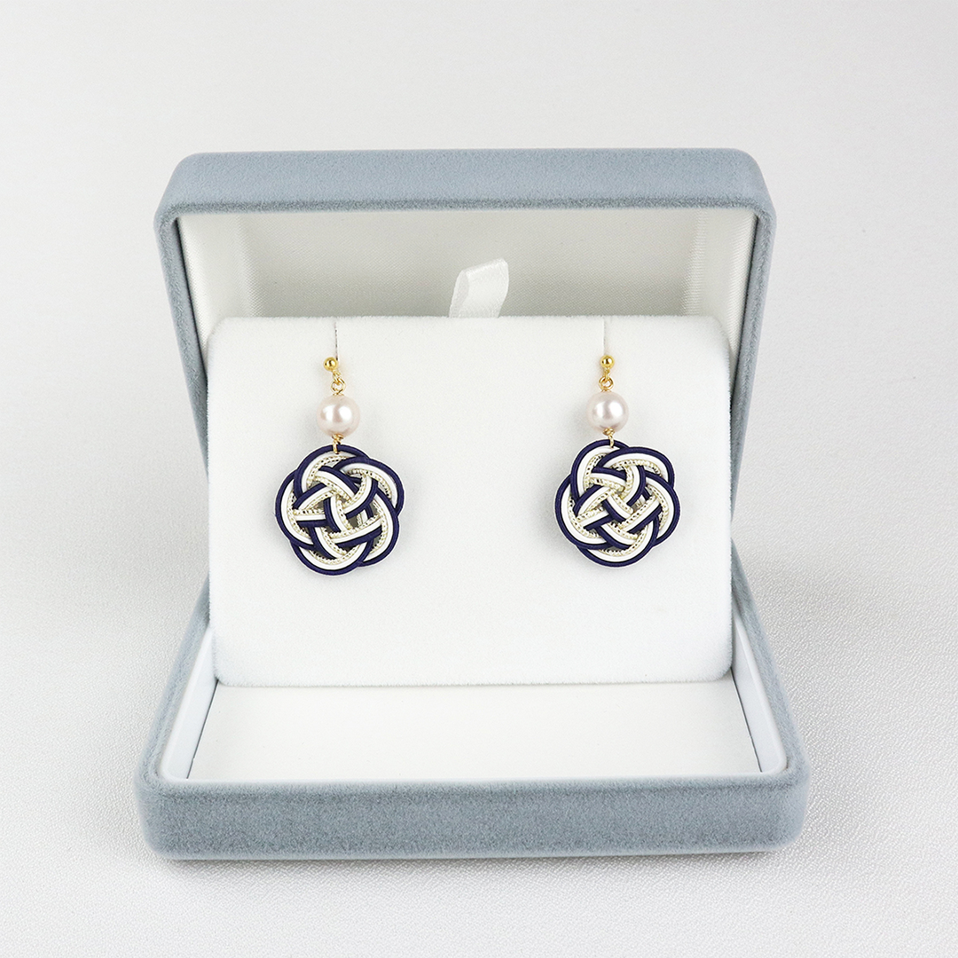 Akoya Seawater Mizuhiki Pearl Earrings - Women Silver Small Ear Stud Earring, Wedding Engagement