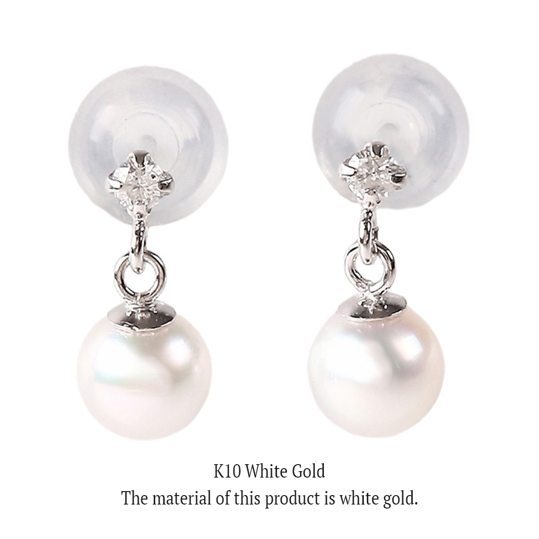 OKKO Akoya Seawater Japan K10 Gold Baby Pearl Earrings - Women Luxury Small Ear Stud Diamond Earring
