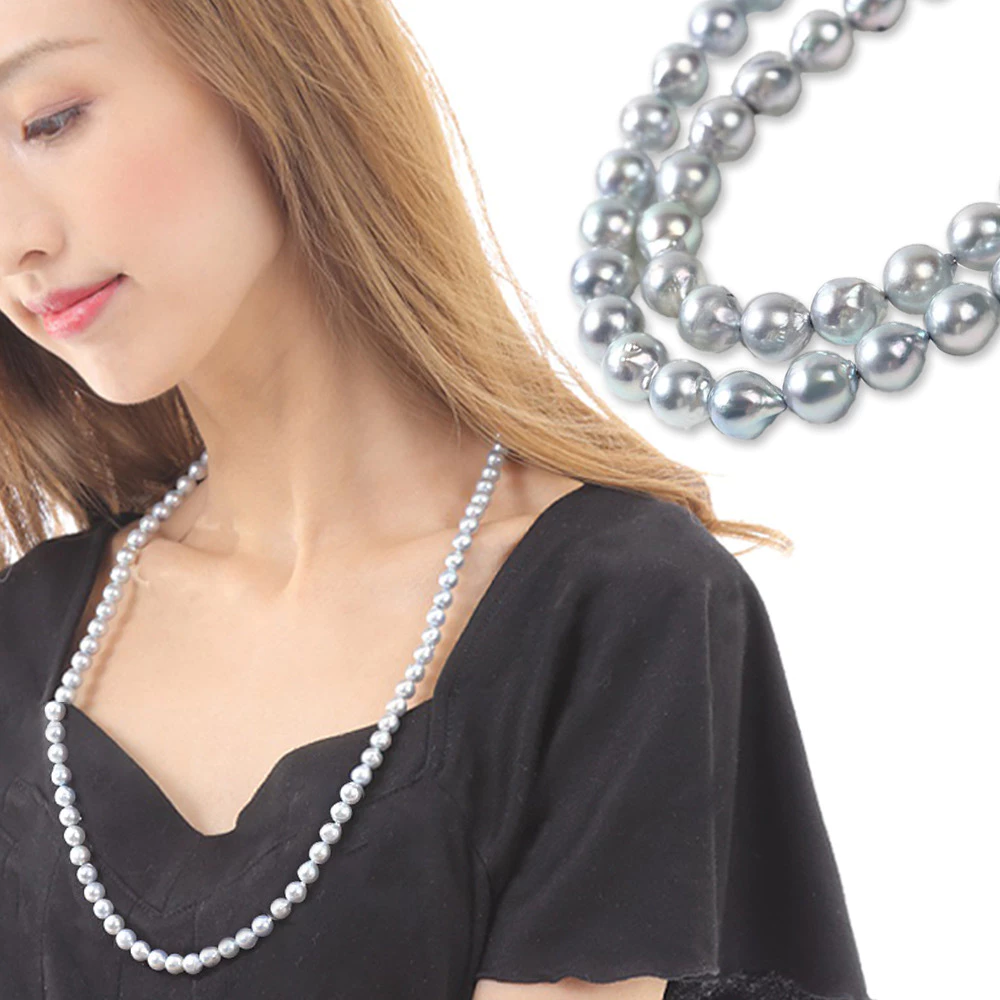 OKKO Akoya Baroque Seawater Japan Pearl Necklace - Women Luxury Natural Pendant, Wedding Engagement