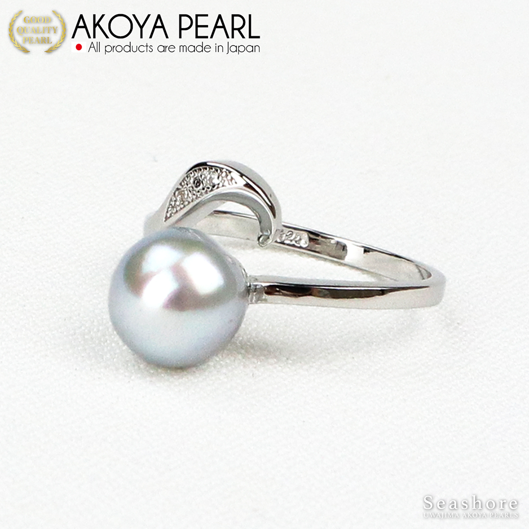 Akoya Seawater Blue Semi-Baroque Pearl Ring - Women Luxury Natural Rings, Wedding Engagement Party