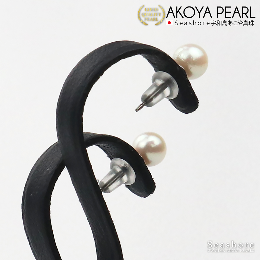 Akoya Seawater Pearl Earrings - Women Luxury Titanium Small Ear Stud Earring, Wedding Engagement