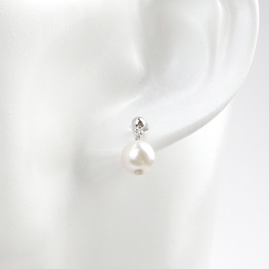 Akoya Seawater Pearl Earrings - Women Luxury Silver Small Ear Stud Earring, Wedding Engagement