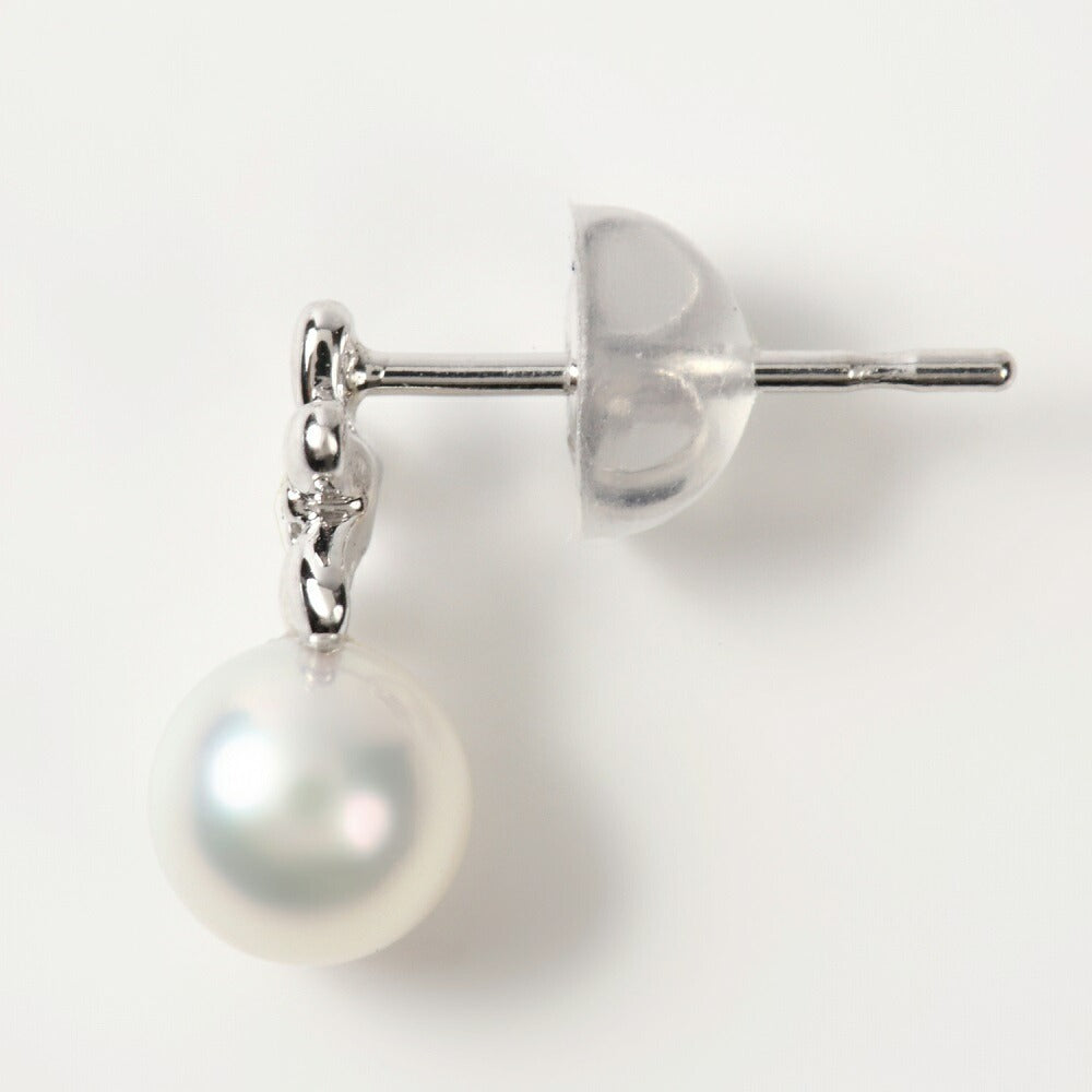 OKKO Akoya Seawater Japan Pearl K18 Gold Flower Earrings - Women Small Ear Stud Diamond Earring