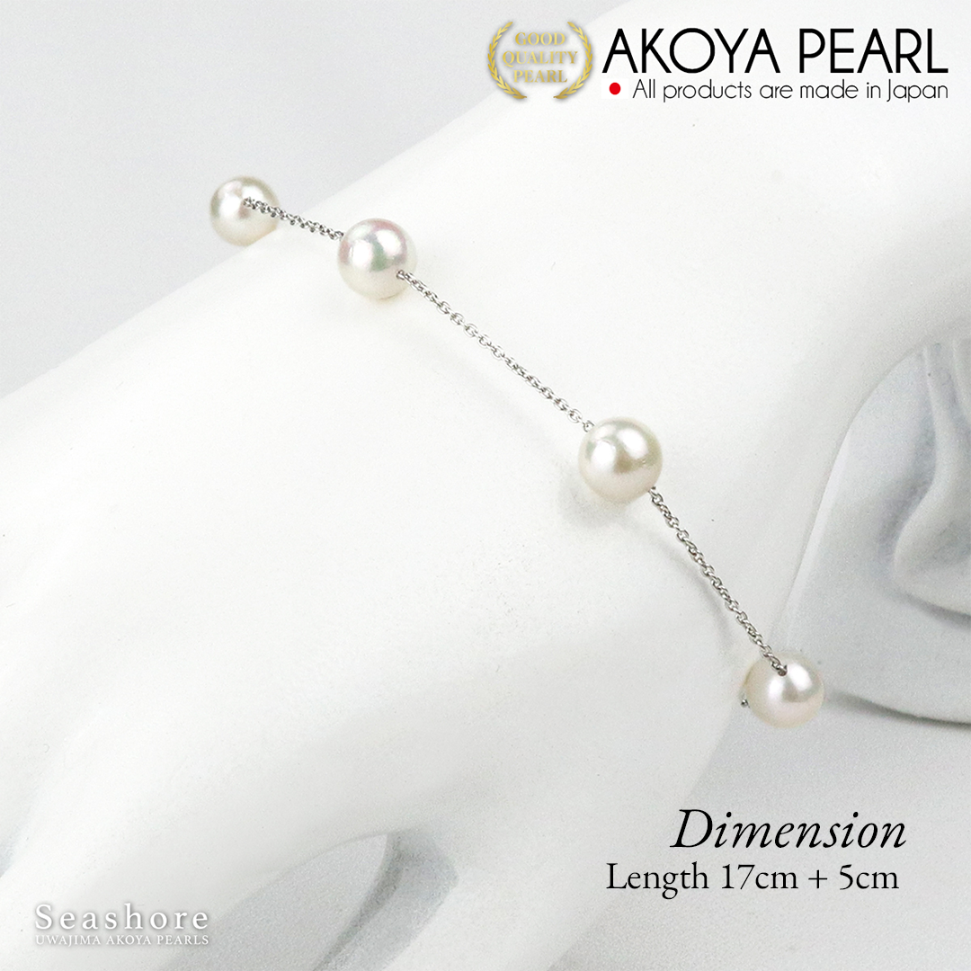 Akoya Seawater 5 Natural Pearls Bracelet - Women Luxury SV925 Silver Chain, Wedding Engagement Party