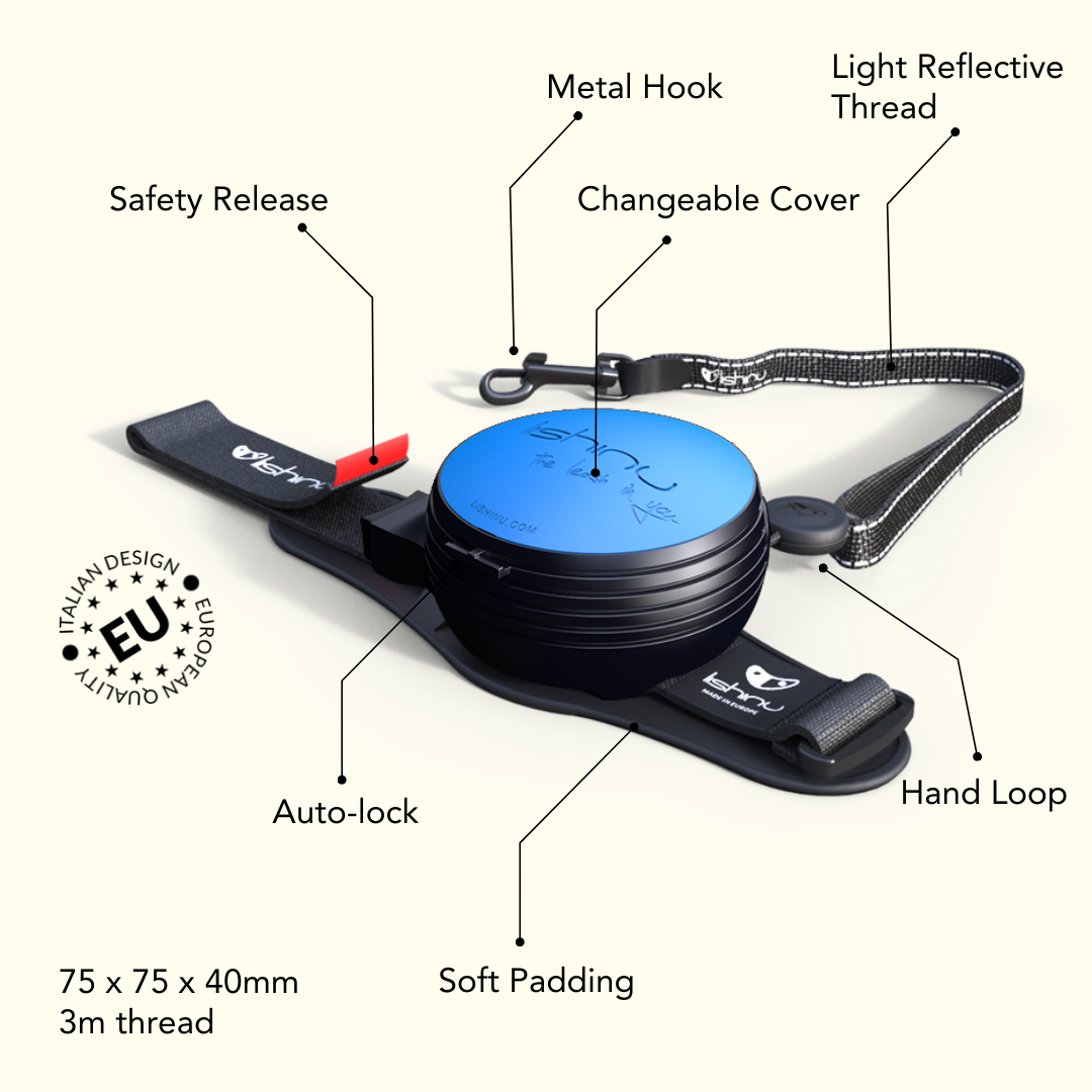 Lishinu Hands-Free Flexi Retractable Dog Harness - Waterproof, Auto Lock, Easy to Wear, Adjustable 3M