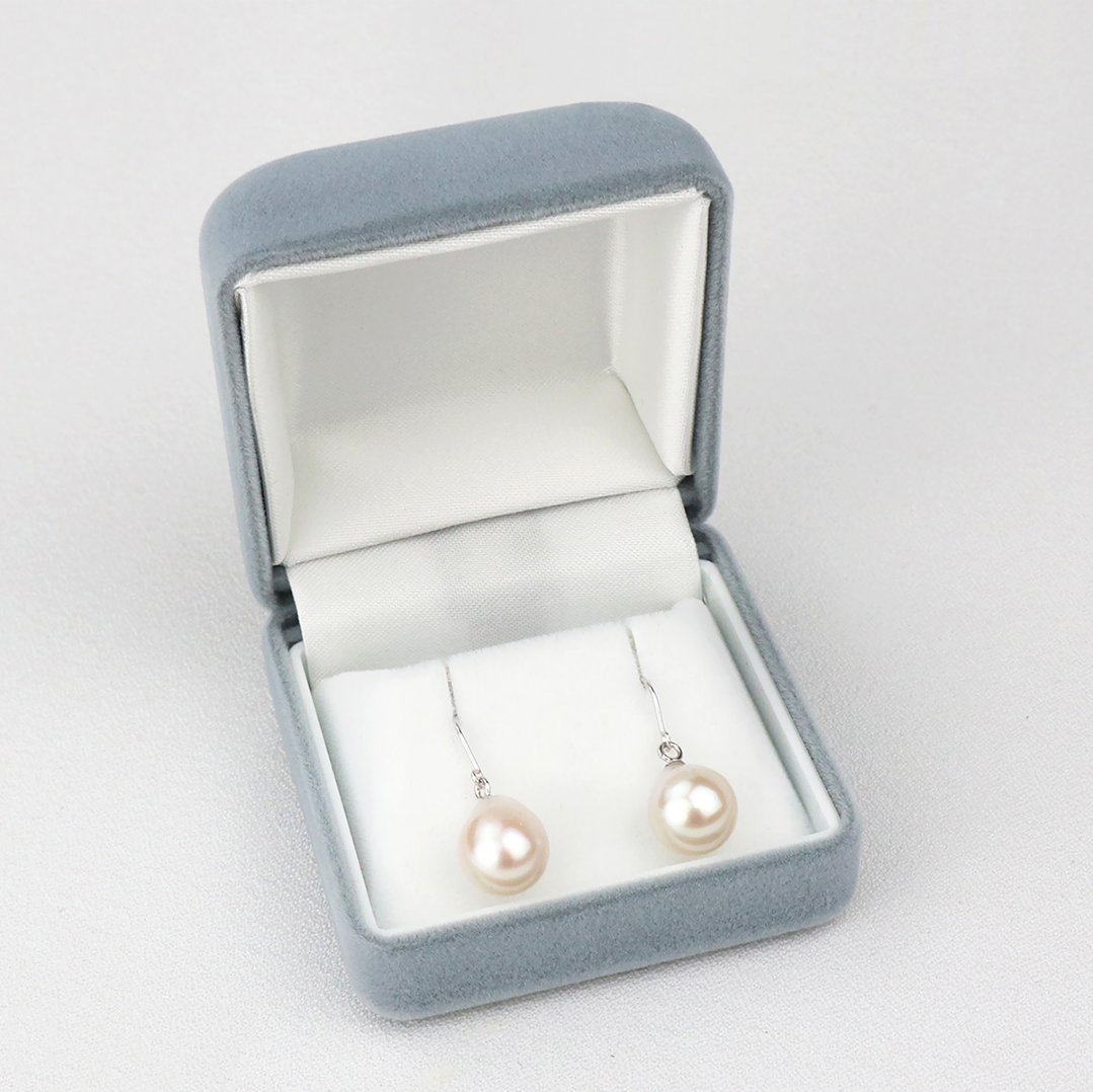 Akoya Seawater Baroque Pearl Hook Earrings - Women K18 White Gold Small Ear Stud Earring, Wedding