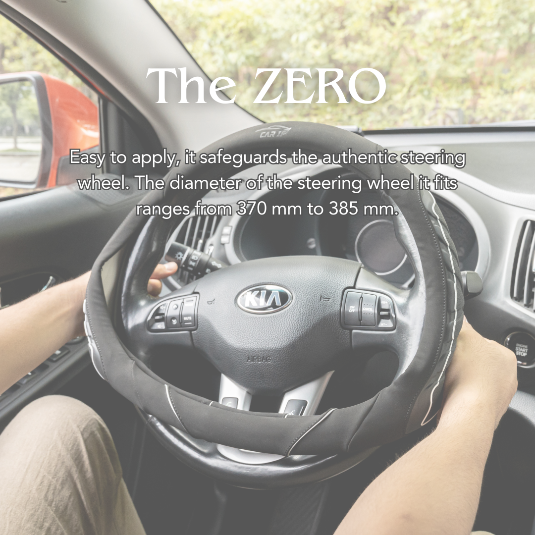 The Zero Premium Leather Car Steering Wheel Cover - Durable, Anti Slip, Skid, Wear Resistant, 37cm