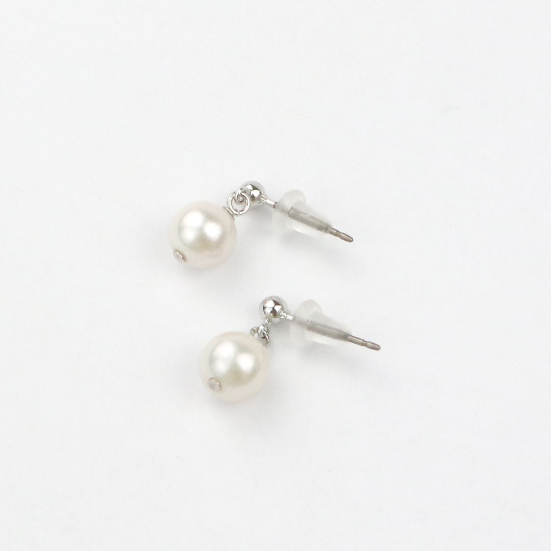 Akoya Seawater Pearl Earrings - Women Luxury Silver Small Ear Stud Earring, Wedding Engagement