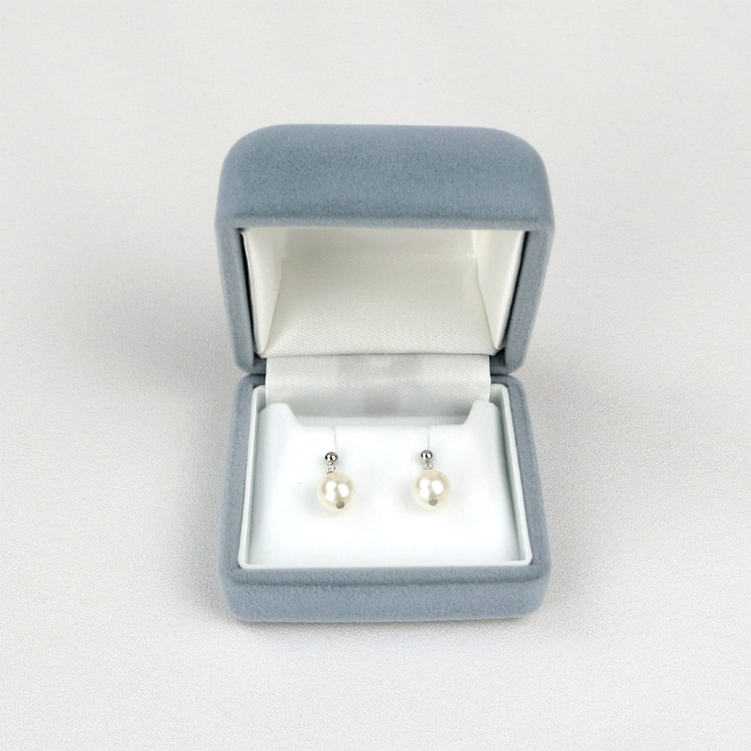 Akoya Seawater Pearl Earrings - Women Luxury Silver Small Ear Stud Earring, Wedding Engagement