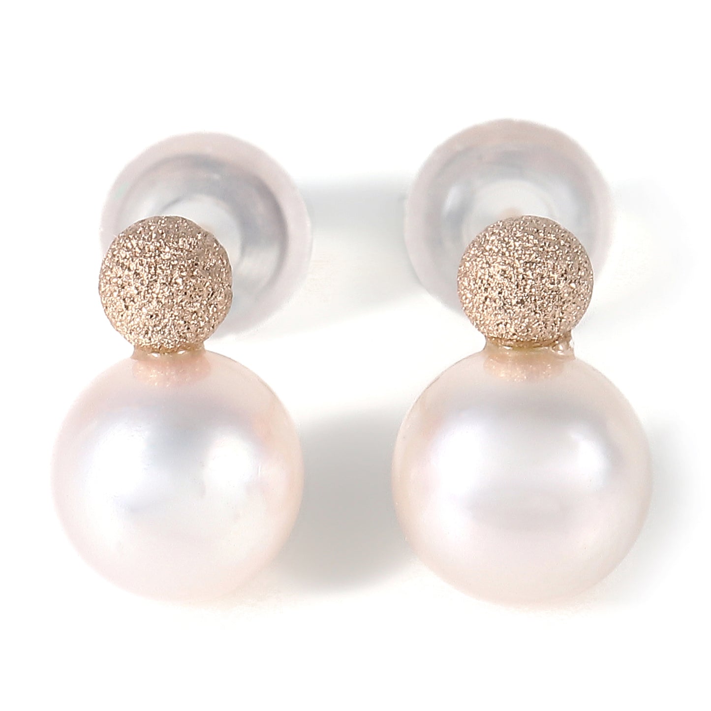 OKKO Akoya Seawater Japan Pearl K18 Gold Snowball Earrings - Women Small Ear Stud Diamond Earring