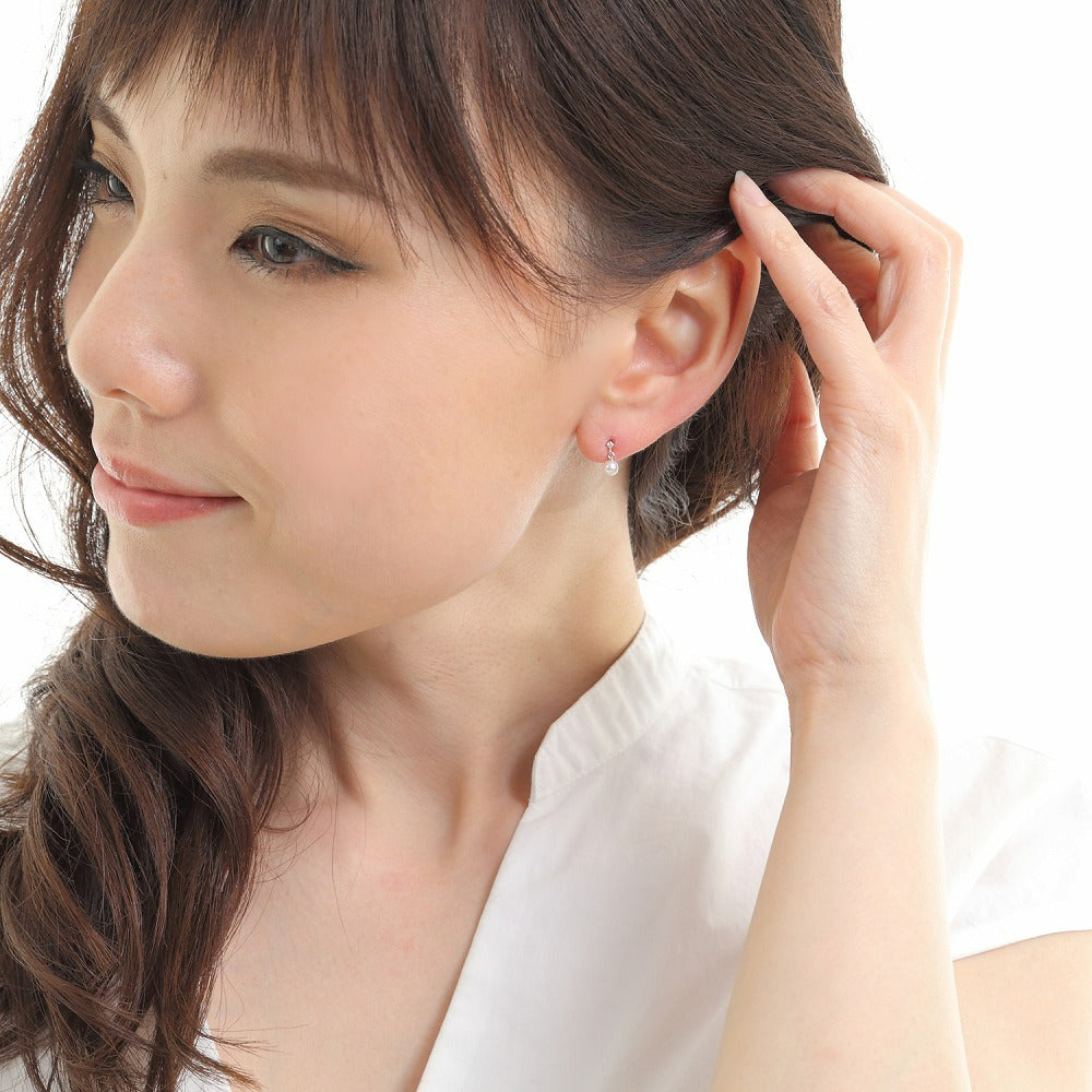 OKKO Akoya Seawater Japan K10 Gold Baby Pearl Earrings - Women Luxury Small Ear Stud Diamond Earring