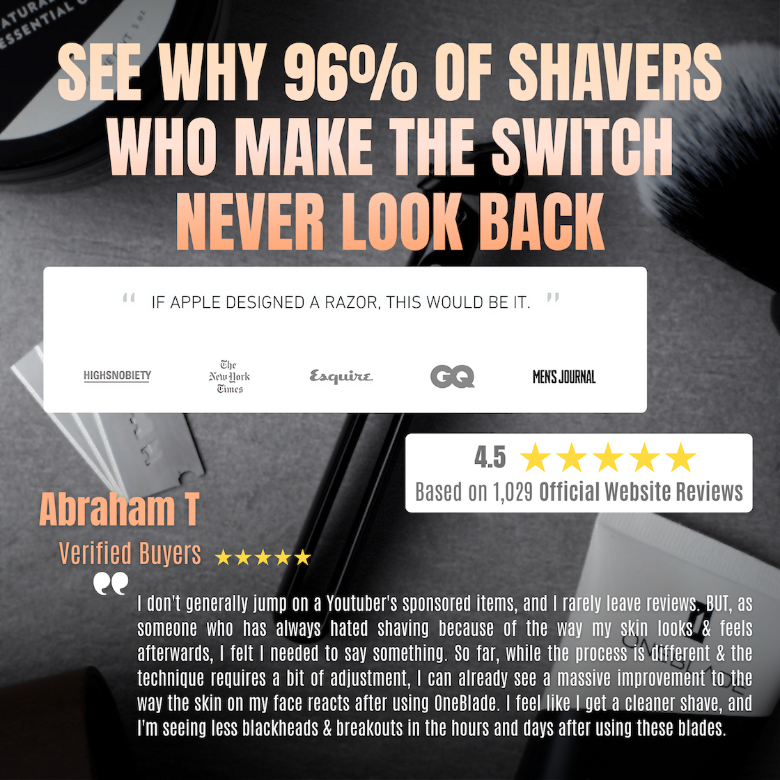 OneBlade Core Safety Razor - Single Blade Manual Facial Beard Hair Shaver Man Women Grooming