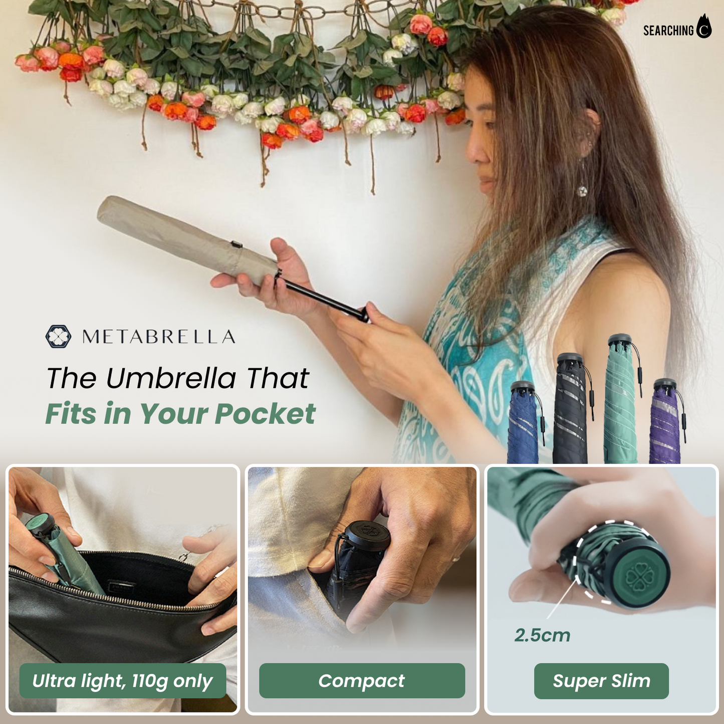 *Limited Offer*  Metabrella | Ladies’ Favourite - Ultra Light & Slim Umbrella (Ready Stock)