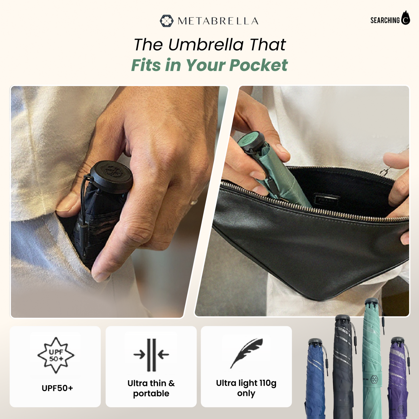 *Limited Offer*  Metabrella | Ladies’ Favourite - Ultra Light & Slim Umbrella (Ready Stock)