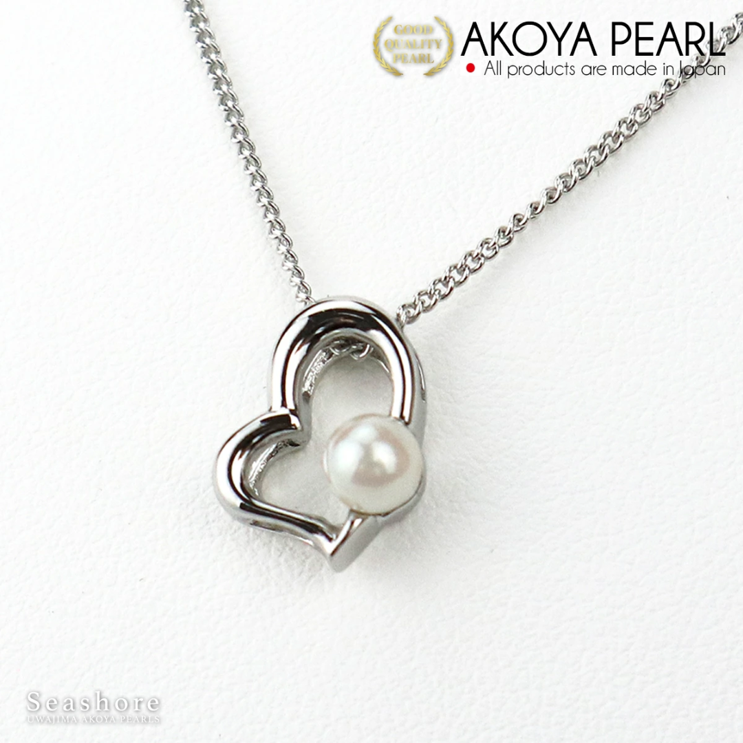 Akoya Pearl Pendant Heart 4.5-5.5mm Brass