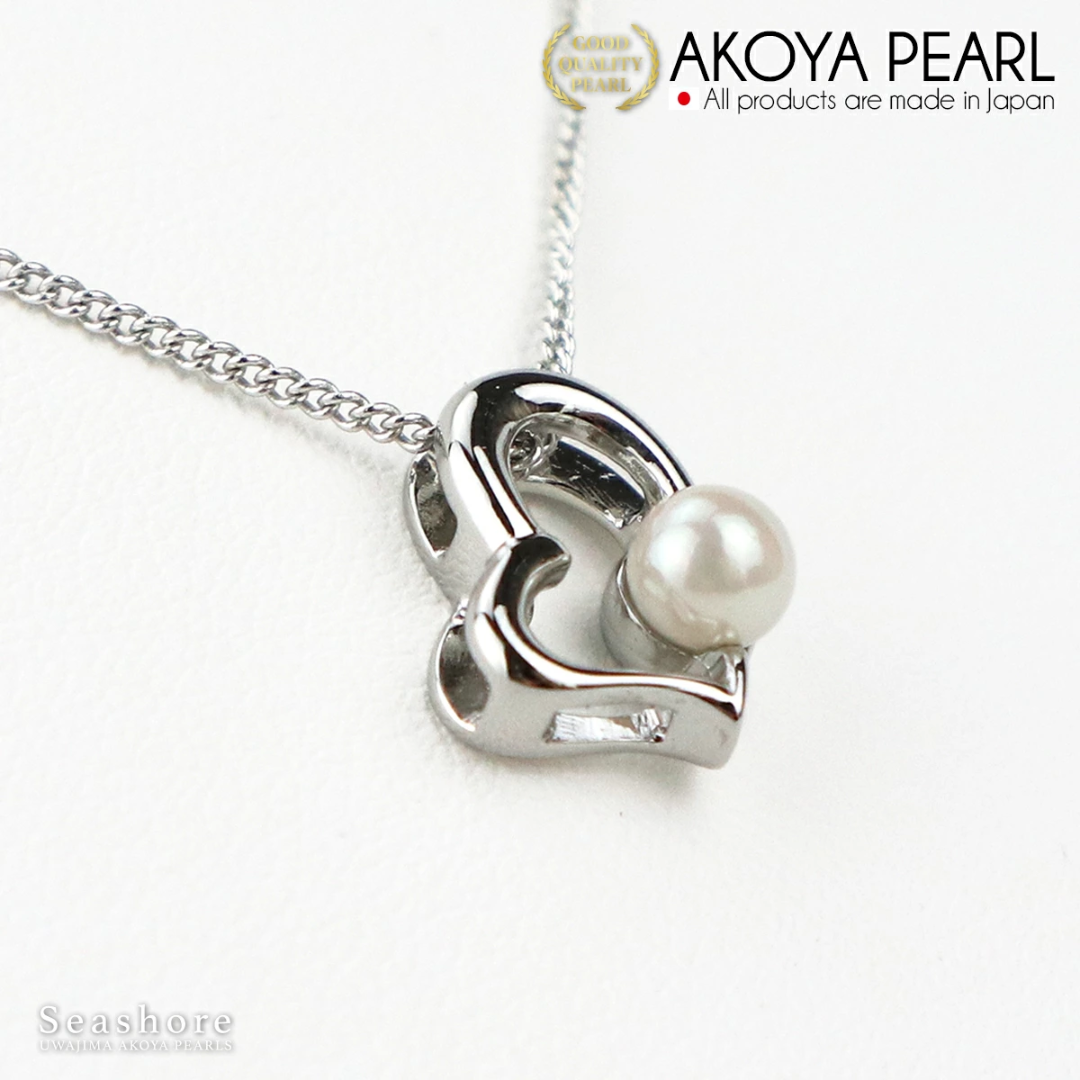 Akoya Pearl Pendant Heart 4.5-5.5mm Brass