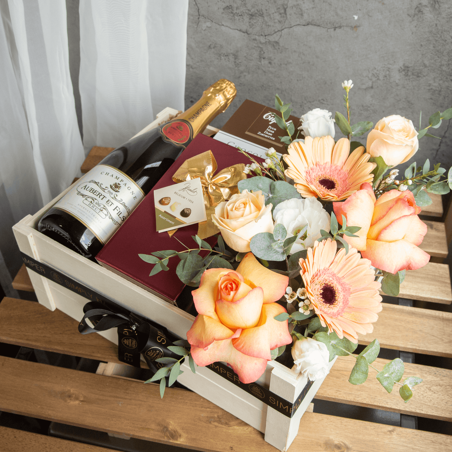 Champagne with Flowers & Chocolates