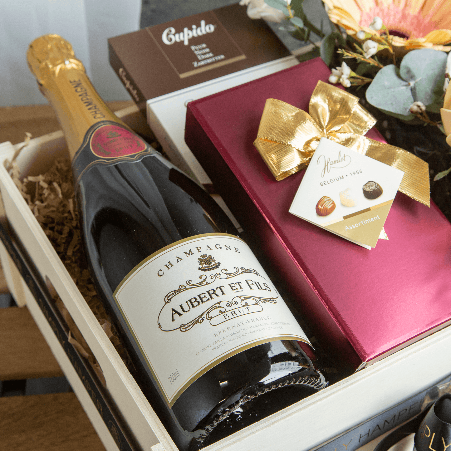 Champagne with Flowers & Chocolates