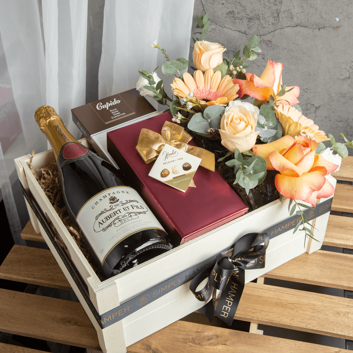 Champagne with Flowers & Chocolates
