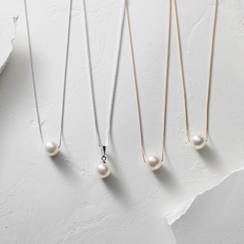 Akoya Seawater Pearl Moon & Star Pendant - Women Luxury Natural Silver Chain, Wedding Engagement