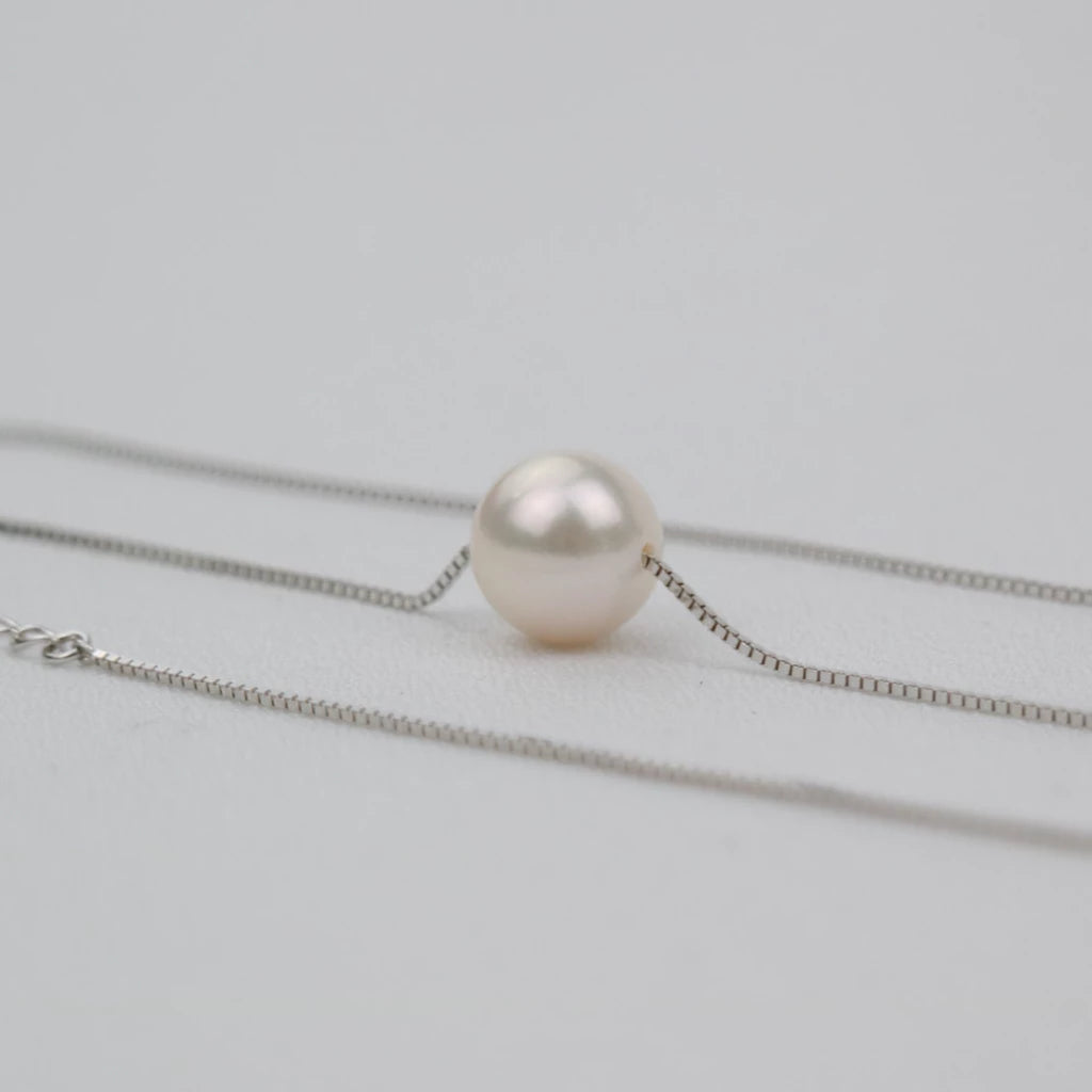 Akoya Seawater 3 Pearls Necklace - Women Natural SV925 Silver Chain Pendant, Wedding Engagement