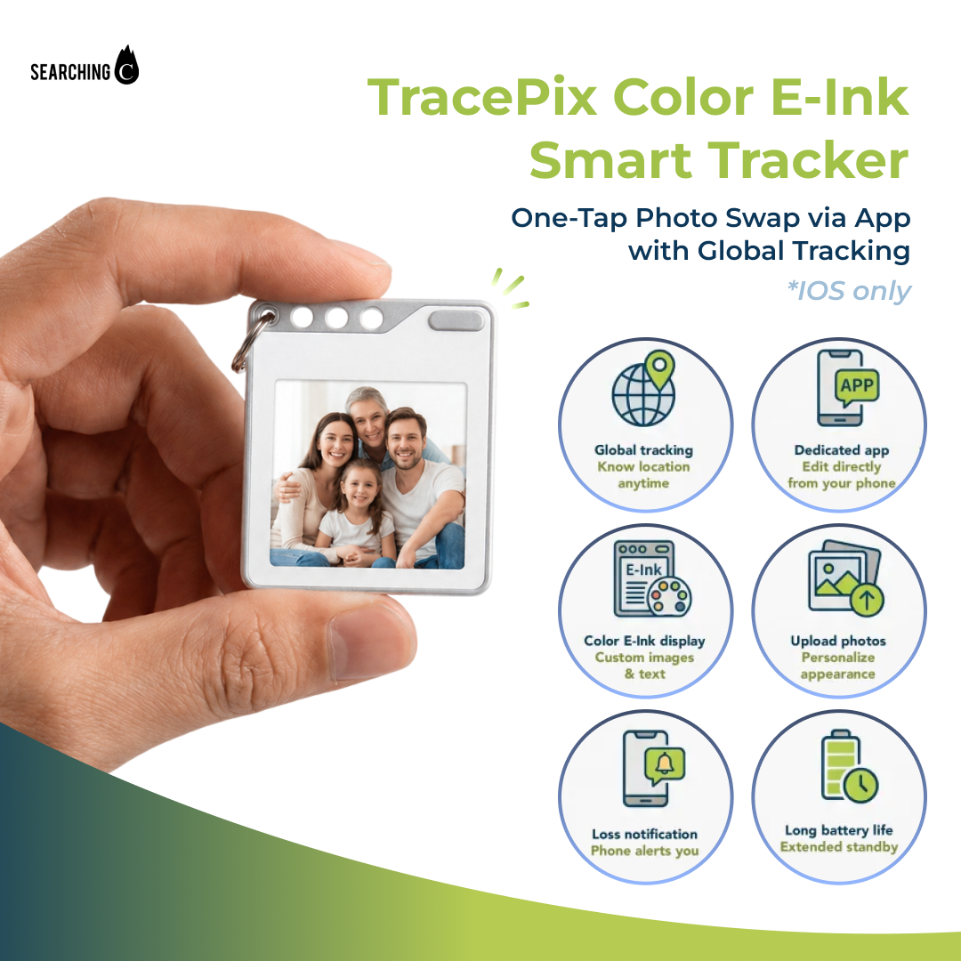 TracePix - Color E-Ink Smart Tracker Card Keychain | One-Tap Photo Swap via App x Global Tracking (iOS Only) *Pre-Order Exclusive Discount*