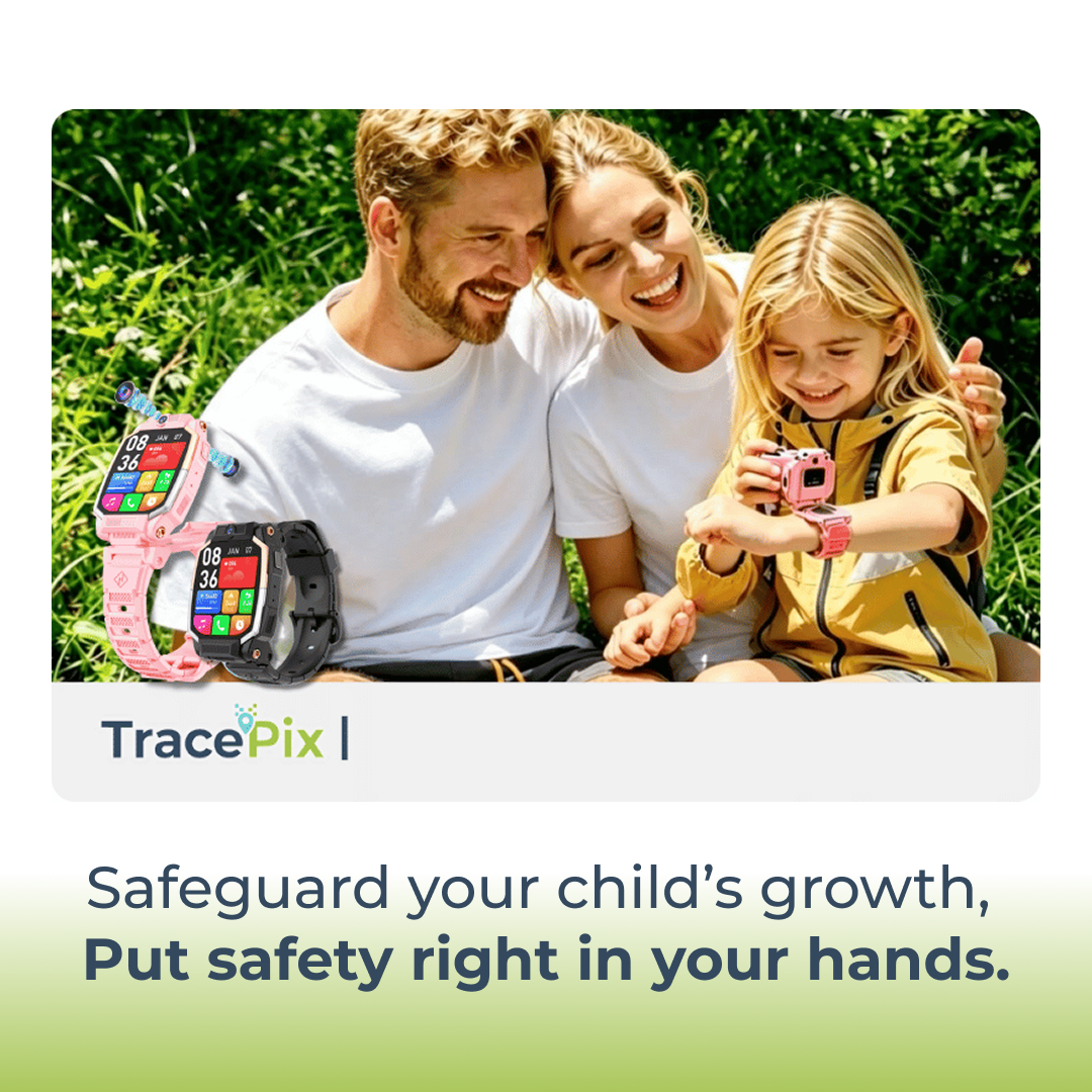 TracePix - Flippable All-in-One Children Smartwatch, 2 colors - Black & Pink, IP54 Water-proof, Remote Control *Pre-Order Exclusive Discount*