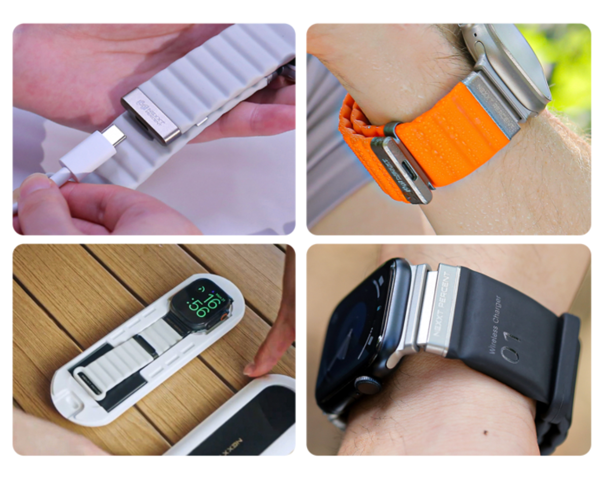 EnergyLink, 1-Step Magnetic Attachment & Charging. Compatible with Apple Watch Band 42-49mm & IP68 Waterproof